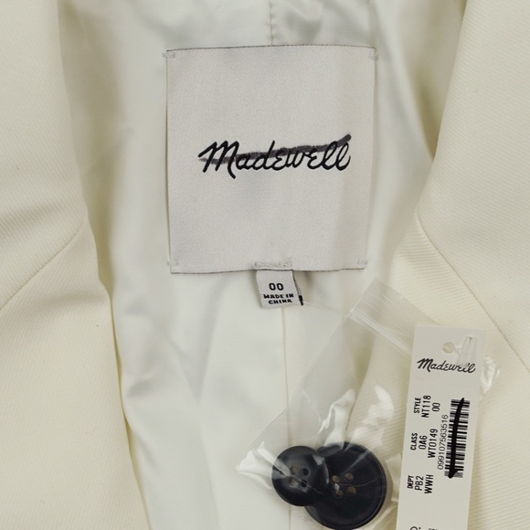 New MADEWELL Size 00 Tuxedo Blazer in Winter White $238 NT118 - Picture 7 of 7